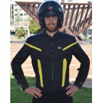 "Optimal 2 "black yellow mesh motorcycle jacket Dry Fit + Aramid
